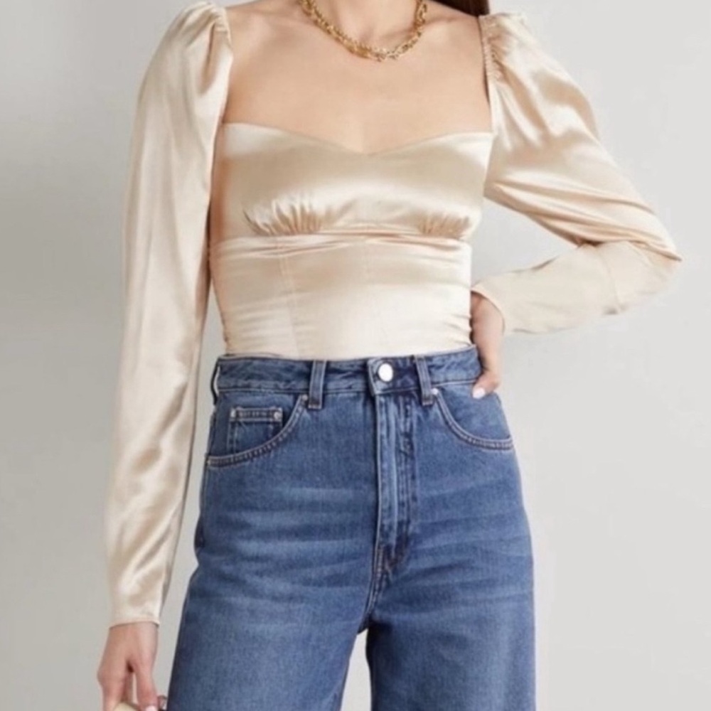 Reformation Cream Satin Blouse